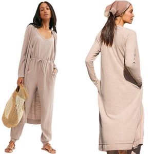 NEW! Khaki Jumpsuit and Cardigan Loungewear Set